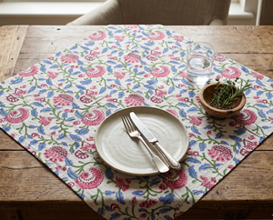 Servilletas de Mesa Reutilizables Ecológicas Hechas a Mano 100% Algodón con Estampado Floral Cuadrado Rosa, Estilo Cottage Core Farmhouse - Product Image 6