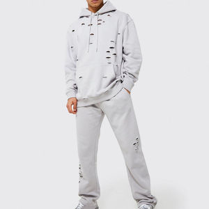 Sweat-shirt à capuche gris pour homme, coupe ample, avec cordon de serrage, décontracté, pour l'automne, 100% coton, couleur unie, poches latérales - Product Image 5