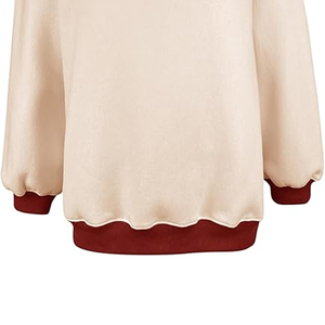 Sweat-shirt décontracté à col roulé imprimé pour femme, manches longues, 100 % coton molletonné, couleurs unies, respirant, automne - Product Image 4