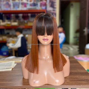 Meilleures ventes : Perruques à franges en cheveux humains 100 % naturels, perruque sans colle avec frange, style vietnamien, cheveux bruts épais jusqu'aux pointes - Product Image 4