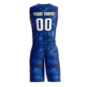 Uniforme de baloncesto azul camuflado, camiseta de baloncesto personalizada, camiseta de baloncesto al por mayor, equipo deportivo para hombre o mujer - Product Image 2