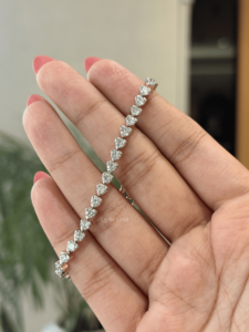 Bracelet tennis exclusif en diamants de laboratoire ronds, trois griffes, 6,30 ct, VVS VS EF, or massif 14 carats, bijou de luxe pour anniversaire, cadeau. - Product Image 4