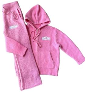 OEM Heavyweight Mohair Sweater Set Women Breathable Wool Viscose Hoodie and Sweatpants Tracksuit Casualwear - Product Image 4