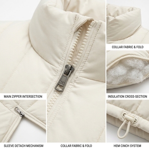 Men's Cream Color Puffer Jacket Winter <b>Coat</b> Zip Up Outdoor Streetwear Custom Private Label OEM ODM - Product Image 6