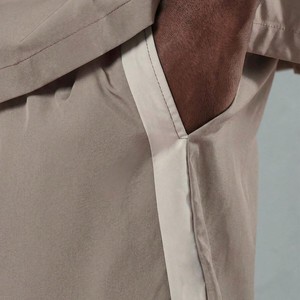 Quick-Dry Men's Summer Tech Casual Fitness Beige <b>Set</b> Short-Sleeve Zipper Jacket And Shorts <b>Set</b> Skin-Friendly Men Outerwear <b>Set</b> - Product Image 6