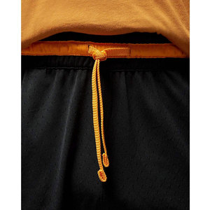Shorts en maille 100 % polyester pour homme, motif uni noir et orange gazon, avec taille élastique et bande tricotée rayée - Product Image 6