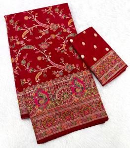 ผ้าไหมพัชมีนาแบบดั้งเดิมของอินเดีย ดีไซน์เนอร์ RN  ผ้าทอไหมพรมสำหรับทำเสื้อปาลลู  ผ้าปักลายสวยงามทันสมัยสำหรับผู้หญิง แห้งเร็ว เหมาะสำหรับงานแต่งงาน รุ่นใหม่ - Product Image 3