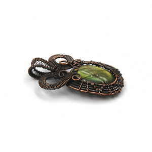 Pendentif ovale en labradorite enroulé sur fil, plaqué or 18 carats, en cuivre, vente en gros |   Collier en chaîne de corde bohème fait main pour femmes, 58 mm - Product Image 2