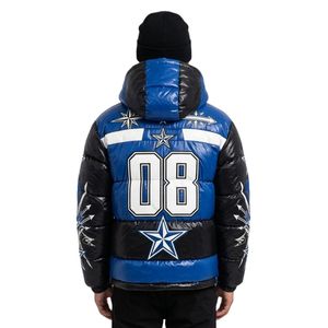 Chaquetas Deportivas con Estampado de Números, Azules y Negras, de Poliéster, con Capucha, Personalizadas, Estilo Urbano, Chaquetas Acolchadas de Invierno - Product Image 2