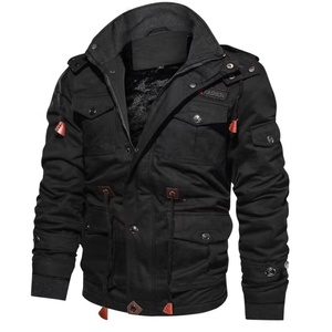 Men's Black Windproof Winter Jacket Full Sleeve Polyester Fashion Brand Logo Front - Product Image 1