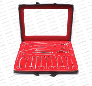Kit de Instrumentos Quirúrgicos Veterinarios, 28 Piezas, Juego de Herramientas de Cirugía General de Acero Inoxidable para Clínica de Perros y Gatos con Estuche Vaslcare - Product Image 1