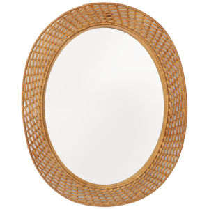 Handcrafted Rattan Wooden Oval Wall <b>Mirror</b> Honey Golden Brown Bohemian Home Decor - Product Image 1