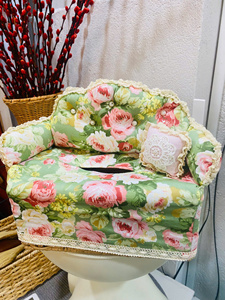 Cubierta para Caja de Pañuelos con Diseño Floral, Portapañuelos de Mesa con Forma de Sofá y Ribete de Encaje, Decoración Floral para Sala de Estar - Product Image 3