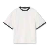 T-shirt en jersey streetwear color block, design contrastant, col rond, décontracté, 100% coton, impression numérique, logo personnalisé