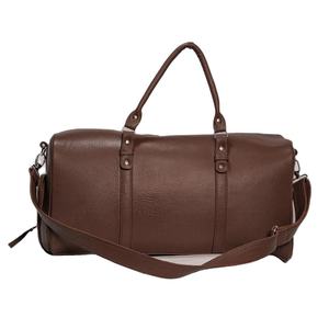 Sac de voyage en cuir véritable marron uni de luxe avec poignées supérieures et caractéristiques de durabilité - Product Image 3