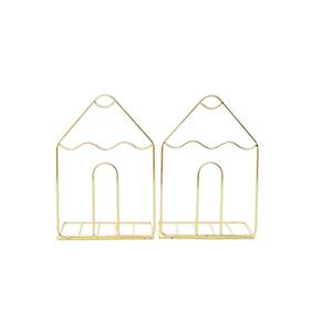 Porte-livres en métal minimaliste en forme de maison, organisateur de bureau moderne - Product Image 1