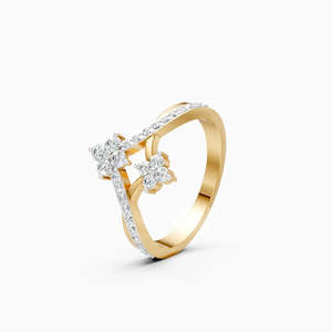 Bague de tous les jours en diamant cultivé éthique, style vague, forme ronde |   0,33 ct en or jaune, blanc et rose 9 carats - Product Image 3