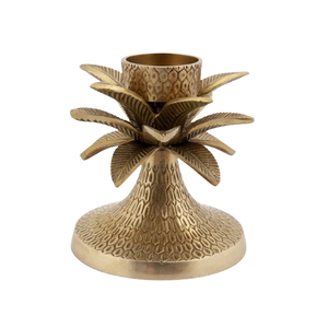 Porte-bougie en laiton et fleurs, porte-bougie ananas, chandelier en laiton, porte-bougie décoratif, porte-bougie en métal - Product Image 1