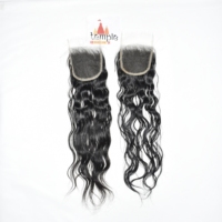 Cheveux Indiens du Temple du Tamil Nadu, Closure HD 4x4, Cheveux Humains Vierges Remy, Double Trame Faite à la Machine, Noir, 100g, Emballage en Polybag