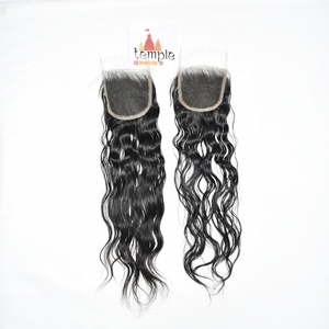 ผมแท้จากอินเดียแบบ Temple 4x4 HD Closure Remy Virgin  ถักด้วยเครื่องจักรแบบ Double Weft สีดำ - Product Image 4