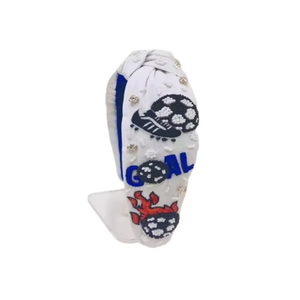 Custom Eco Friendly Hand Embroidered Baseball Theme Knotted <b>Beaded</b> Jeweled Headband for Girls Sports Fashion - Product Image 6