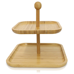 Handcrafted Rustic 2-Tier Wooden Cake Stand And <b>Dessert</b> Display Holder For Weddings Farmhouse Style Solid Wooden Tiered Stand - Product Image 6