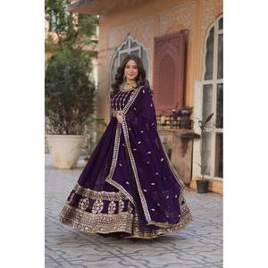 <b>Sequins</b> Embroidered Polyester Gown and Dupatta Party Wear Salwar Kameez with Elegant Work - Product Image 2