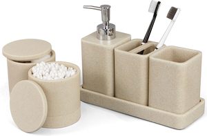 Luxury vanity <b>set</b> bathroom sink organizer marble toothbrush cup <b>soap</b> lotion dispenser bathroom tray organizer modern vanity - Product Image 6