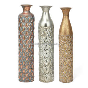 แจกันดอกไม้ทรงเรียวทำจากอะลูมิเนียมสั่งทำพิเศษ ดีไซน์ทันสมัย หรูหรา งานแฮนด์เมด เหมาะสำหรับงานแต่งงาน รอมฎอน นำเข้าจากอินเดีย ราคาถูก - Product Image 4