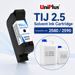 Cartouche d'encre Uniplus Solvent TIJ 2.5 pour codage par lots sur bidons en plastique, compatible avec 2580 2590 - Product Image 1