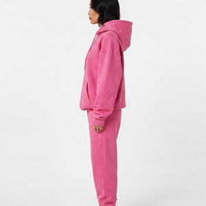 Ensemble de survêtement rose surdimensionné personnalisé pour femme, 2 pièces, pantalon large et sweat à capuche ample, motif uni, dernière collection, tenues d'hiver - Product Image 3