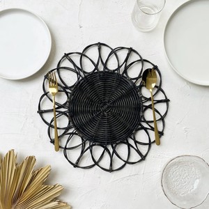 Black Charger Plates Wedding Party Event Rattan Flower Plate Placemats with Customizable Colors and logo - Product Image 3