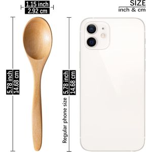 Juego de 7 Cucharas de Madera de Schima de 5.8 Pulgadas, Cucharitas de Madera Pequeñas para Té y Café, Utensilios de Cocina - Product Image 3