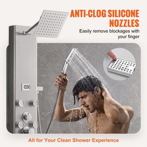 Sistema de Panel de Ducha de 5 Modos con Pantalla Digital y Cabezal de Ducha Tipo Lluvia |   8 chorros de masaje |   Boquilla para Bañera con 3 Configuraciones |   [Marca/Fabricante] - Product Image 4