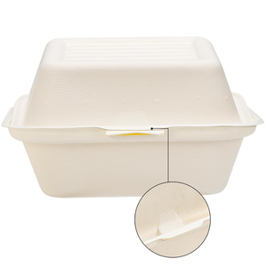 Boîtes alimentaires jetables écologiques compostables résistantes et imperméables en bagasse naturelle (fibre de canne à sucre) pour plats à emporter - Product Image 3
