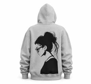 เสื้อฮู้ดดี้ปักลายการ์ตูนเด็กผู้หญิงสำหรับผู้หญิง ทรงโอเวอร์ไซส์ ผ้าฟลีซ พร้อมลายปักการ์ตูนเด็กผู้หญิง - Product Image 2