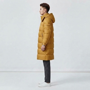 Men's Long Winter Puffer <b>Coat</b> Quilted Warm Jacket Full Sleeve Stand Collar Functional Pocket Design - Product Image 3
