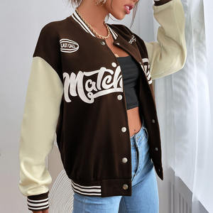 Nueva Chaqueta Universitaria de Invierno para Mujer 2026, de Gran Venta, con Parches, Hombros Caídos, Cuello Alto y Gráficos Impresos en Lona - Product Image 2