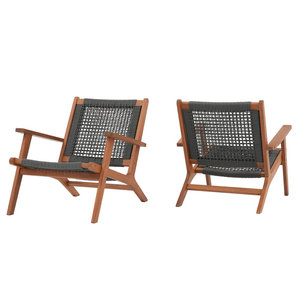 Sillón de Jardín Moderno de Teca para Exteriores, Sillón de Patio Tejido con Cuerda, Silla de Madera Maciza para Jardín, Muebles para Resort o Villa - Product Image 2