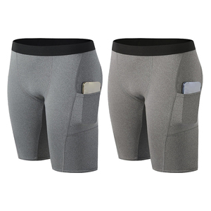 Short de gymnastique léger et respirant gris avec poche – Idéal pour l'entraînement et la course à pied - Product Image 3