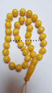 Résine d'ambre jaune Tasbih Misbah Subha perles de prière 33 perles rondes chapelet islamique musulman Zikr Dhikr Tasbeeh article cadeau - Product Image 5