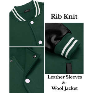 Chaqueta Varsity Personalizada de Manga Larga con Parches y Bordado Chenille, Estilo Urbano - Product Image 6