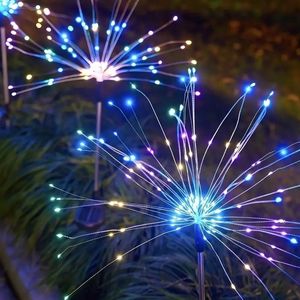 Luci Solari a LED Effetto Fuochi d'Artificio 120 LED IP4X, Luci Fatate a Stella con 8 Modalità di Illuminazione, Alimentate a Energia Solare per Sentieri, Cortili e Decorazioni Esterne - Product Image 2