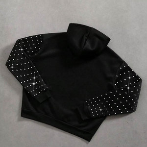 เสื้อฮู้ดดี้แบบสวมหัวทรงปกติ ประดับคริสตัลหรูหรา รุ่นใหม่ปี 2025 สไตล์วินเทจล้างสีแบบแอซิดวอช สำหรับฤดูหนาว ผลิตจำนวนมากตามสั่ง 100% - Product Image 3