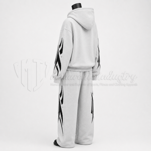 <b>Women</b>’s 2 Piece <b>Tracksuit</b> Set <b>Grey</b> Hoodie Graphic Print Wide Leg Sweatpants Casual Streetwear Matching Set Wholesale - Product Image 4