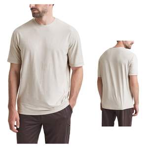 Camiseta Personalizada para Hombre, Cuello Redondo, Manga Corta, Algodón Beige Claro, Casual, Suave, Transpirable, Ligera, para Uso Diario en Verano - Product Image 1