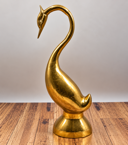 Escultura de Cisne de Latón Vintage, Figura de Pájaro con Cuello Curvo Elegante, Estatua Decorativa de Aves Acuáticas de Metal, Adorno de Lujo para Mesa de Oficina u Hogar - Product Image 3