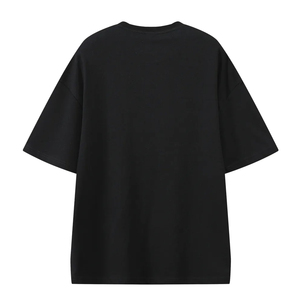 T-shirt décontracté pour homme de grande taille avec logo personnalisé brodé de haute qualité, épaules tombantes, noir, 180 g/m², 100 % coton - Product Image 2