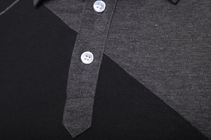 Polo à manches courtes pour homme, noir et blanc, à motifs géométriques, design respirant en tricot, décontracté - Product Image 6