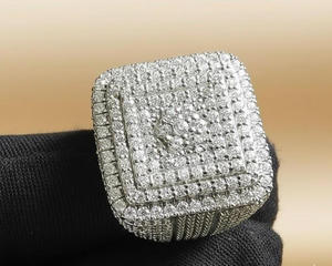 แหวนเงินแท้ทรงครอสประดับเพชรโมอิสซาไนต์ชุบโรเดียมสไตล์ฮิปฮอป เหมาะเป็นของขวัญวาเลนไทน์สำหรับเธอ/เขา - Product Image 4